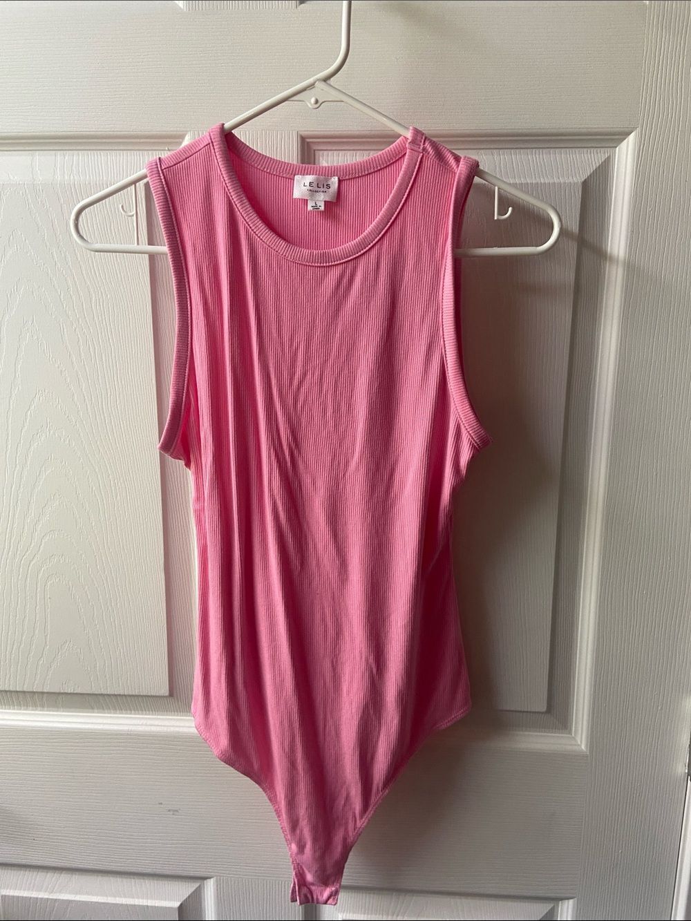 Le Lis Pink Ribbed Sleeveless Bodysuit Medium